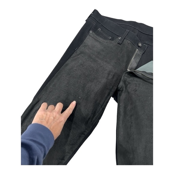 RAG & BONE Lamb Leather & Denim HYDE Coal Black Skinny Jeans size 31 - Picture 14 of 14